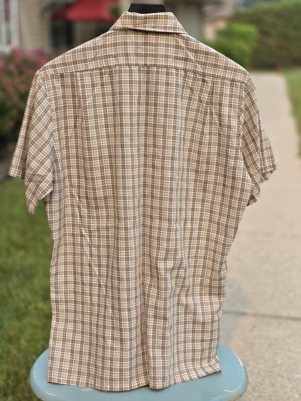 JCPenney Plaid Short Sleeve Button-Up Shirt Made in Korea M - Picture 3 of 7